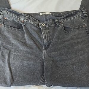 Abercrombie & Fitch Mid Rise Straight Jeans - Washed Grey Black